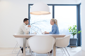 Image showing Startup Business Team At A Meeting at modern office building