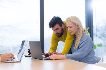 Image showing Startup Business Team At A Meeting at modern office building