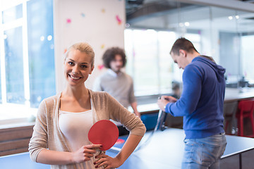 Image showing startup business team playing ping pong tennis