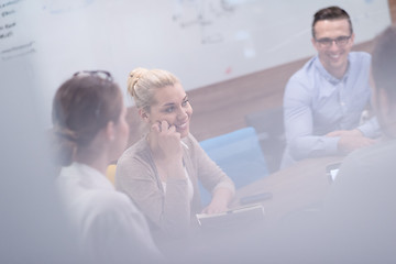 Image showing Startup Business Team At A Meeting at modern office building