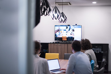 Image showing Startup Business Team At A Meeting at modern office building