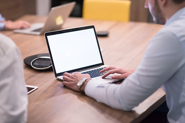 Image showing Startup Business Team At A Meeting at modern office building