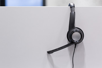 Image showing Headphones in empty call center office