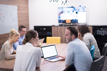 Image showing Startup Business Team At A Meeting at modern office building