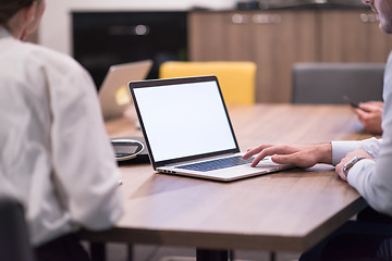 Image showing Startup Business Team At A Meeting at modern office building