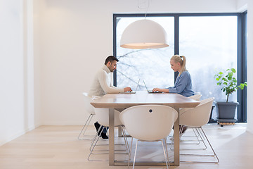 Image showing Startup Business Team At A Meeting at modern office building