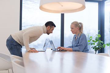 Image showing Startup Business Team At A Meeting at modern office building