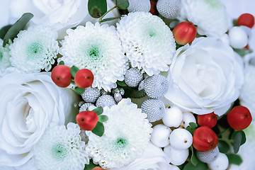 Image showing White With Red Floral Background