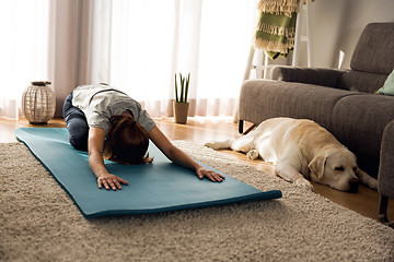 Image showing Doing exercise with my lazy dog