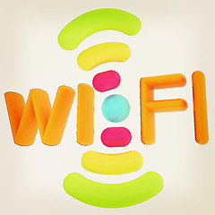 Image showing color wifi icon. 3d illustration. Vintage style.