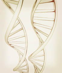 Image showing DNA structure model. 3d illustration. Vintage style.