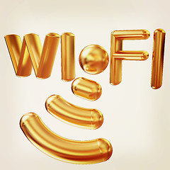 Image showing Gold wifi iconl. 3d illustration. Vintage style.