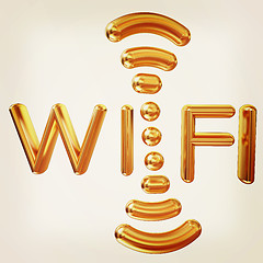 Image showing Gold wifi icon for new year holidays. 3d illustration. Vintage s