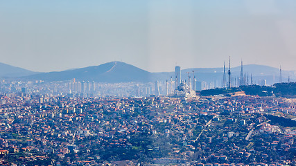 Image showing Asian part of Istanbul, the Uskudar shore, the aerial view