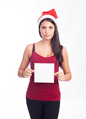 Image showing Christmas blank sign woman