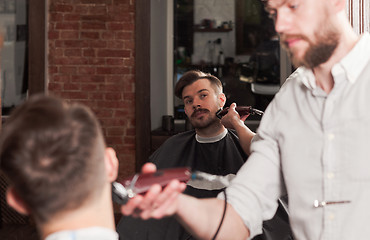 Image showing Hipster client visiting barber shop