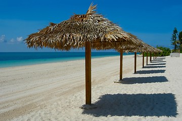 Image showing Beach umbrellas