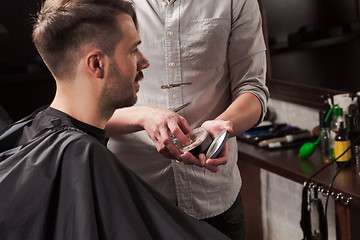 Image showing Hipster client visiting barber shop