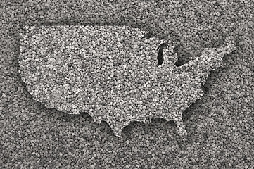 Image showing Map of the USA on poppy seeds