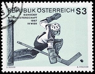 Image showing Ice hockey goaltender stamp