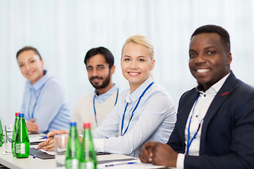 Image showing happy business team at international conference