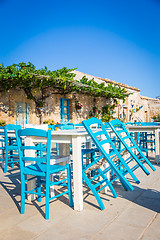 Image showing Tables in a traditional Italian Restaurant in Sicily