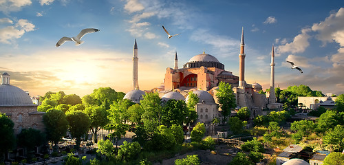 Image showing Hagia Sophia at sunset