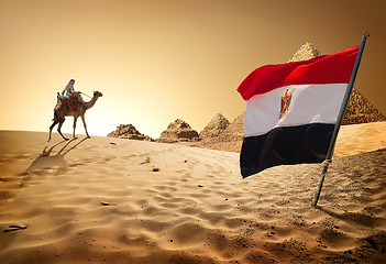 Image showing Flag pyramids in desert