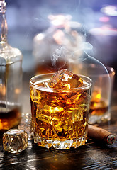 Image showing Whiskey with ice cubes