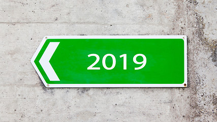 Image showing Green sign - New year - 2019