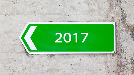 Image showing Green sign - New year - 2017