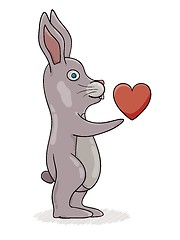 Image showing Rabbit with hand stretched out with red heart.