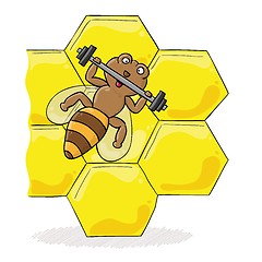 Image showing bee with dumbbell