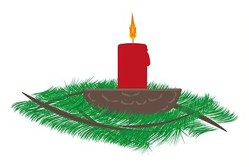 Image showing christmas candle and tree branches.