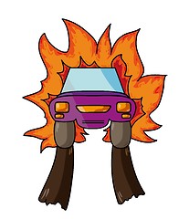 Image showing car with flames