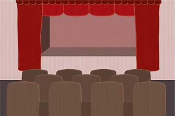 Image showing theater stage with red curtain