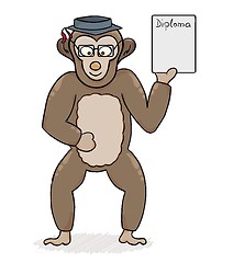 Image showing clever monkey with diploma