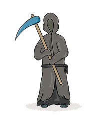 Image showing death reaper with dark robe and hood and scythe
