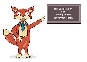 Image showing Foolish fox.Misspelled text as a sign of madness.