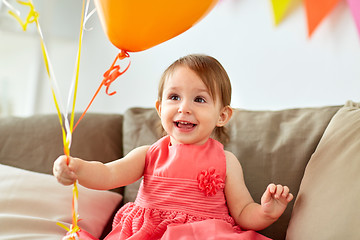 Image showing happy baby girl on birthday party at home