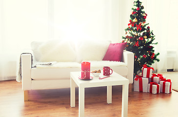 Image showing living room interior with christmas tree and gifts