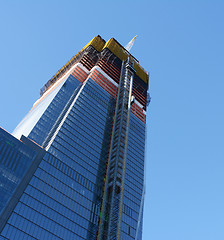 Image showing Tall skyscraper under construction at Hudson Yards