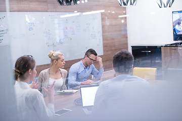 Image showing Startup Business Team At A Meeting at modern office building