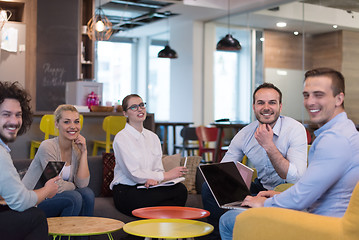 Image showing Startup Business Team At A Meeting at modern office building