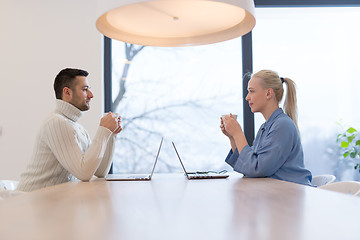 Image showing Startup Business Team At A Meeting at modern office building