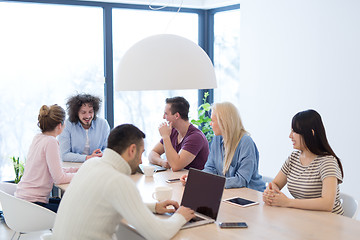 Image showing Startup Business Team At A Meeting at modern office building