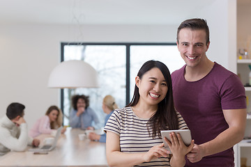 Image showing Startup Business Team At A Meeting at modern office building