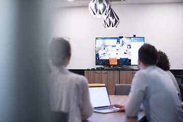 Image showing Startup Business Team At A Meeting at modern office building