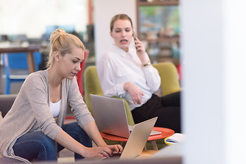 Image showing Startup Business Team At A Meeting at modern office building