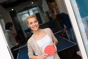 Image showing startup business team playing ping pong tennis